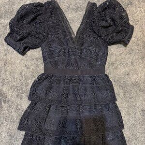 Self Portrait Navy blue lace mini dress